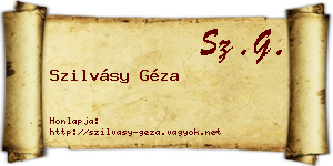 Szilvásy Géza névjegykártya